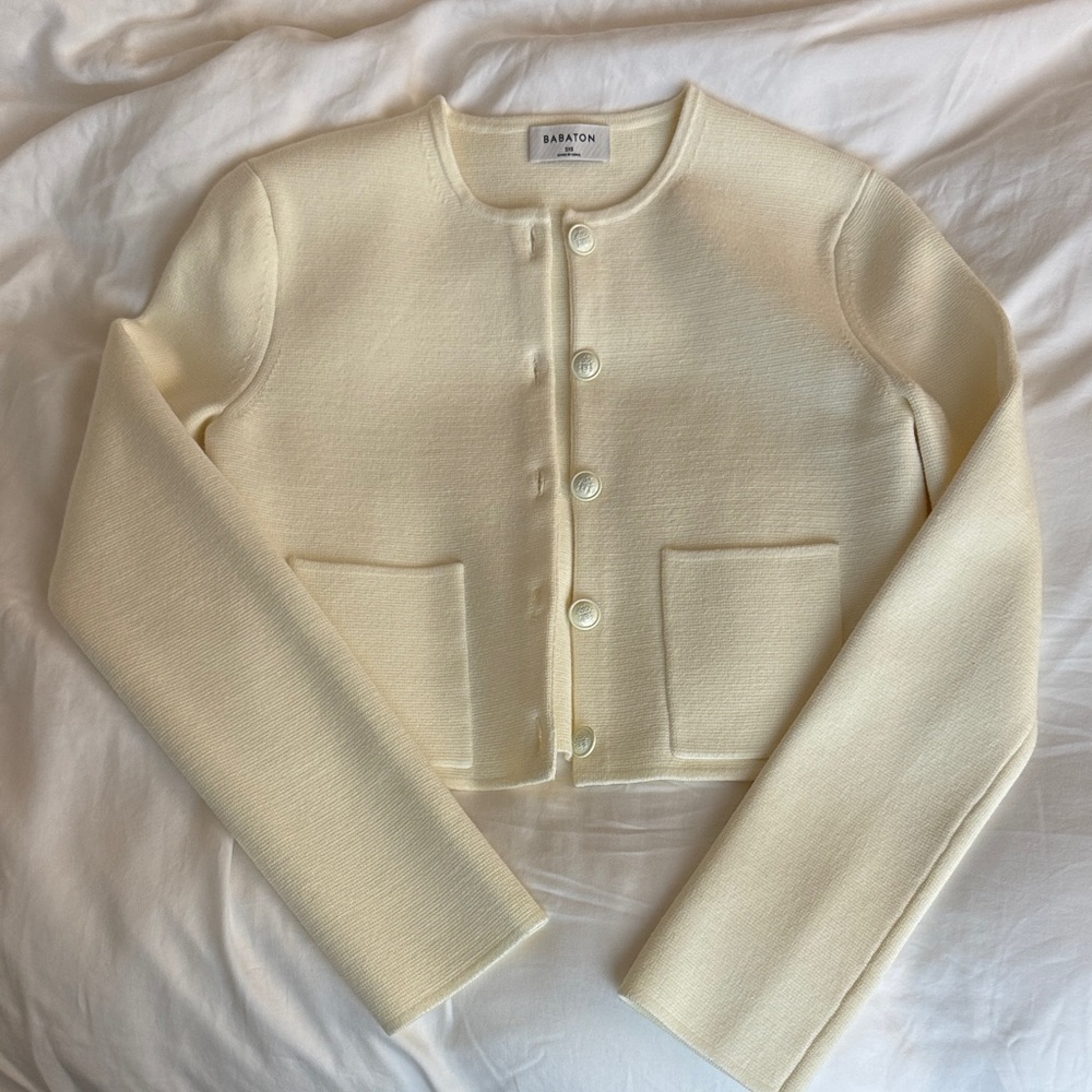 Aritzia Babaton Ivory Knit Cardigan NEW NEVER WORN